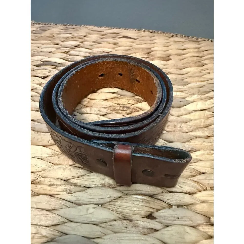 Vintage 1990s Appaloosa Trading Co Tooled Leather Belt Strap Sz 36 No Buckle